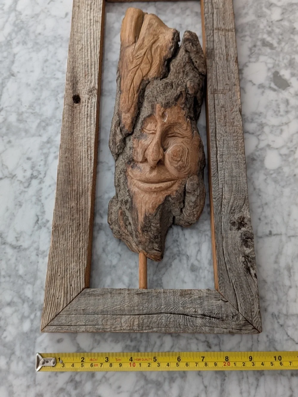 Wood Handcarved Spirit Tree Face sculpture wall art natural weathered frame